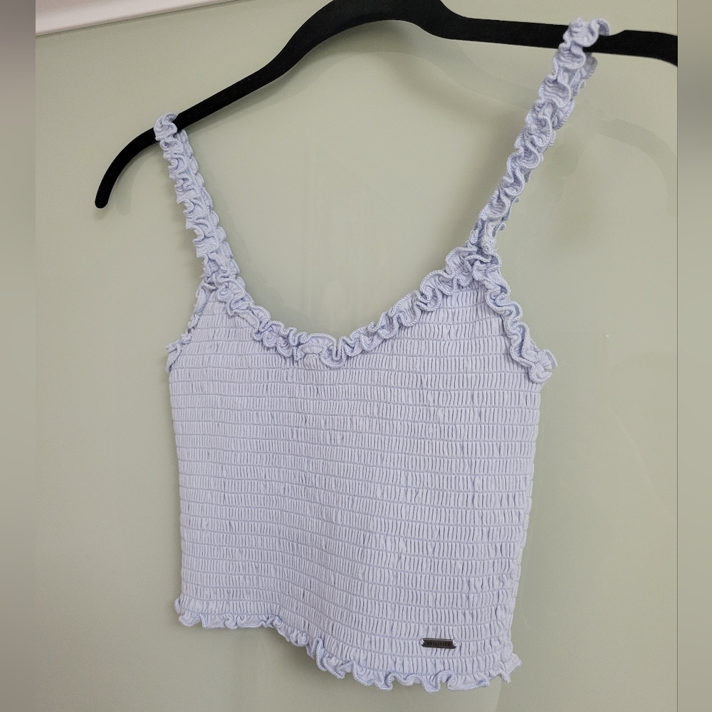 Hollister Light Blue Smocked Ruffle Tank Top Size XS